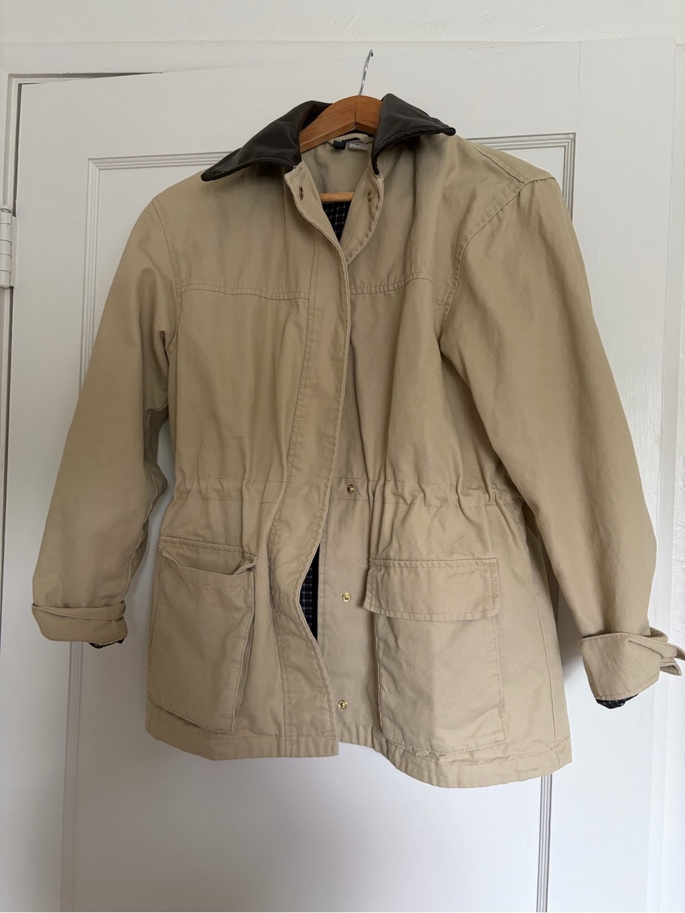 H&M Beige Utility Jacket with Dark Brown Collar